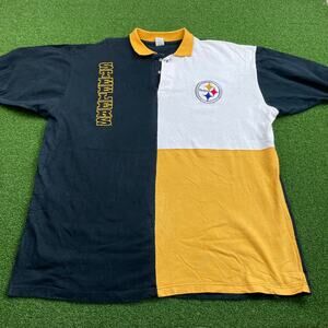 Vintage Legends Athletic Pittsburgh Steelers Colorblock Polo Shirt Sz XXL
